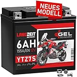 LANGZEIT YTZ7S GEL Motorradbatterie 12V 6Ah 155A/EN TTZ7S-BS YTZ7-S GEL12-7Z-S 50602 Gel Batterie 12V doppelte Lebensdauer auslaufsicher wartung