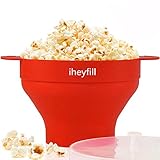 iheyfill Popcorn Popper, Mikrowellen-Silikon Popcorn Maker, zusammenklappbare Schüssel mit G