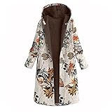 ZYHOOD Damen Jacke Warme Teddyfutter Winterjacke Langarm Gefüttert Hoodie Kapuzenjacke Herbst Winter Flauschige Übergangsjacke Mantel Outwear Damen Plüschmantel Strickjacke mit Kap