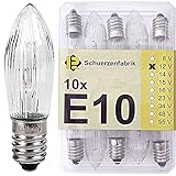 10x Spitzkerze E10 12V 3W Ersatzbirnen Glühbirnen Topkerze für Lichterketten und Schwibbög