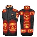 SKYWPOJU Beheizte Weste für Frauen leicht 11pcs wärmende elektrische Heizkissen 3 Einstellung schnelle Aufwärmjacke (Batterien Nicht enthalten) Beheizbare Weste (Color : Black, Size : 3XL)