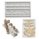 3pz Silikon Fondant Twist Seil Formen ,Retro Relief Silikon Schimmel Europäischer Stil Kuchendekoration Silikonformen, Kuchen Rand Dekorieren Fondant Formen, Backen DIY Dekoration Backwerkzeug