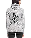 Spreadshirt Französische Bulldogge Frauen Kapuzen-Fleecejacke, XL, Hellg