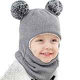Baby Winter Hat Scarf Set, Unisex Infant Toddler Kids Hat Scarf, Toddler Winter Hat, Fleece Lined Girls Boys Winter Hat, Kids Winter Hat Scarf Earflap Hood Caps, 2-7T (Grau, 2-7 Jahre)