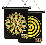 GWUK Roll Up Dartspiel - Extra große doppelseitige wendbare magnetische Hänge-Dartscheibe und Zielscheibe mit 6 farbigen Dartpfeilen - Sicher zu spielen ohne scharfe Pins - Hängt an Tür oder W