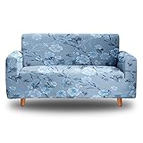 HOSIMA Sofabezug für 3 Sitzer Elastische - Blumen Sofa Überzug L-Form Sofa Abdeckung Weiche Sofahusse Couchbezug für Wohnkultur, Elegant Anti-Rutsc Bedruckter Sesselbezug Möbelschutz, 190-230