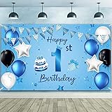 Happy 1st Birthday Hintergrund Banner Extra Große Stoff 1. Geburtstag Zeichen Poster Fotografie Hintergrund Banner für 1. Geburtstag Jahrestag Party Dekoration Lieferung, 72,8 x 43,3 Z