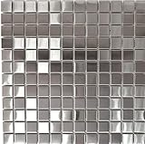 Mosaik Fliese Edelstahl silber silber Stahl gebürstet für WAND BAD WC KÜCHE FLIESENSPIEGEL THEKENVERKLEIDUNG BADEWANNENVERKLEIDUNG Mosaikmatte Mosaikp