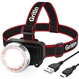 Stirnlampe LED, Gritin Super Hell LED Kopflampe USB Wiederaufladbar mit Bewegungssensor, Wasserdichte Stirnlampe mit 2000 Lumen und 4 Modi, Perfekt für Campen, Joggen, Ang