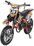 Actionbikes Motors Mini Kinder Crossbike Gepard 49 cc - Scheibenbremsen - Sportluftfilter - Sportauspuff - Luftbereifung (Orange)