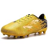 Saekeke Kinder Fußballschuhe Mädchen Jungen Low-Top Fussballschuhe FG/AG Professionelle Fussball Trainingsschuhe Gold EU 33