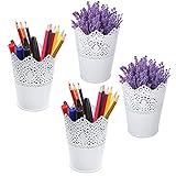 JOKILY 4 Stück Makeup Organizer, Schminkbehälter, Pinselhalter, Kosmetistik Organizer zum Aufbewahrung von Make-up-Pinseln Lippenstift, Dekorative Kosmetik Aufbewahrungsbox (weiß)