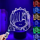 Anime LED-Lampe, 3D-LED-Lampe, Dekoration für Schlafzimmer, Kindergeburtstag, Tischlampe, Geschenk, 16 Farben, mit Fernbedienung, Tischlamp