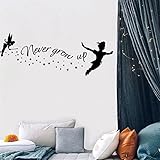 Never Grow Up Wandtattoo Peter Pan Zitat Vinyl Aufkleber Neverland Wandbild Kindergarten Kinderzimmer Dekoration 108x42