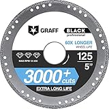 GRAFF Black Trennscheibe 125 Metall für Winkelschleifer - Flex Scheibe für dünnwandig Metall, Metallwinkel, Metallrohre und -profile, Eisen, Guß - Diamantscheibe (125 mm)