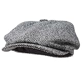 Borges & Scott Lomond Schirmmütze Newsboy – Schiebermütze aus 100% handgewebter Wolle - Harris Tweed - wasserabweisend - Holzkohle 60