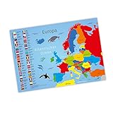 nikima Kinder Lernposter Europa - Plakat für Kindergarten Schule Schulanfang Schuleintritt Einschulung Kinderzimmer Deko Wandbild - Größe DIN A3-420 x 297