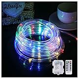 YTTde LED Rope Light 8 Farbwechsel-Streifenlicht Batteriebetriebene Hoop Lights Für Garten, Zaun, Hof, Party Blinngoball Game, Spike Game 16Ft (5M, 50 LED),65