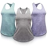 LIONTARI Damen Sport Top (3er Pack) - Grün/Violett/Grau - Hochwertiges Sport Tank Top (Gr. L)