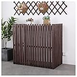 Hölzerne Klimaanlagenabdeckungen für Außengeräte, versteckte Abdeckung für Außenklimaanlagen, rustikaler Blumenständer/braunes natürliches Pflanzenregal mit Plattform-Brown||105x45x95