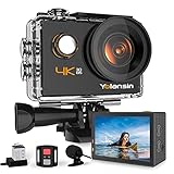 Yolansin Action Cam 4K 20MP WiFi 40M wasserdichte Unterwasserkamera EIS Sportkamera mit 170 ° Weitwinkel HD DV Camcorder mit 2.4G Fernbedienung Helmkamera 2x1200mAh Akk