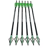 SHARROW 12 x Armbrustpfeile 16 Zoll 17 Zoll Carbonpfeile Armbrustbolzen Bolzen für Armbrust mit Klinge Pfeilspitzen Broadheads Grün (Grün 1, 16 inch)