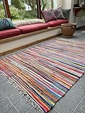 Second Nature Online Rag Rug Multi Colour Fair Trade Shabby Chic Chindi Flat Weave Reversible Indian Hand Loomed Small Medium Large Runner Square Area Mat Festival Camping Glamping Bell T
