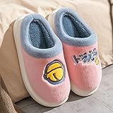 Astemdhj Hausschuhe Damen Winter Frauen Schuhe Plüsch Hausschuhe rutschfeste Hausschuhe Mit Dicken Sohlen Schöne Cartoon Warm Home Indoor Baumwollhausschuhe 36-37 (Fit35-36) R