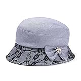 Colorsun Damen Faltbare Spitze Bucket Hat mit Kristall Bowknot Lady Visor Cap, blau, Einheitsgröß