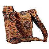 KUNST UND MAGIE Schultertasche Umhängetasche mit bunten Psy Mustern, Farbe:Orang