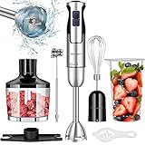 7-IN-1 Edelstahl Stabmixer Set 1500 Watt WOCVRYY Multifunktionsmixer Pürierstab mit 8 Geschwindigkeiten, geeignet für die Zubereitung von Babynahrung, Salaten,Suppen und Gemü