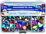 Kreul 49641 - Schmucksteine Set, 1000 bunte Steine in verschiedenen Formen und Größen, für die Gestaltung von modischen Accessoires und zur Gestaltung im Home Deco B