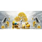 Moderne Goldene abstrakte Kunst Golden Tree and Stone Bilder Gemälde-Wand-Kunst for Wohnzimmer Wohnkultur (Color : A, Size (Inch) : 40x120cm)