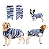 oUUoNNo Heilungsanzüge für Hunde, chirurgische Erholung für weibliche männliche Bauchwunden, Spay oder Hautkrankheiten, Kegel-E-Halsband-Alternativen (XXXL, Streifen Blau)