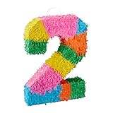 Relaxdays 10025189_910 Pinata Geburtstag, Zahl 8, zum Aufhängen, Kinder & Erwachsene, Papier, zum selbst Befüllen, Piñata, b