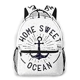 USOPHIA Casual Rucksack,Home Sweet Ocean Schriftzug auf einer na,Business Daypack Schultasche für Männer Frauen Teen Women 16'X11.5'