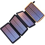 Portable Power Station Battery Generator Solarstrom-Ladegerät 20000mAh Portable Solar-Ladegerät mit Dual USB 2.1A Ausgang 4 Solarmodule Wasserdichte Akku for Smartphones und Tablets im Freien Camping