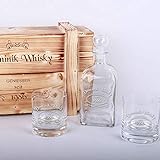 Whisky-Geschenkset in Holzkiste mit Gratis-Gravur - 2 Whiskygläser + Whiskyflasche + Gravur als Geburtstagsgeschenk | Männergeschenke (WL1)