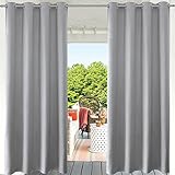 LIFONDER Graue Verdunkelungsvorhänge für den Außenbereich – lichtblockierende, wasserdichte Vorhänge für Privatsphäre, Pavillon, Pergola, Heimdekoration mit Ösen, 132 x 213 cm (B x L) (1 Panel)