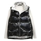 Bellelhot Damen Elegant Volltonfarbe Weste Daunenjacke Mode Loose Tasche Zip Verdicken Pullunder Jacke Freizeit Ärmellos Rollkragen Tank Outwear Bequem Warme Jacket DaunenCamisole M