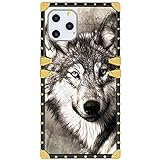 Naikuyi Handyhülle mit iPhone 11 Pro - Square Case Wolf Painting Luxus TPU Handyhülle mit Vier Ecken Puffer Schutz Stark aber Nicht Schw