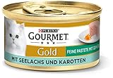 PURINA GOURMET Gold Feine Pastete mit Gemüse Katzenfutter nass, mit Seelachs und Karotten, 12er Pack (12 x 85g)