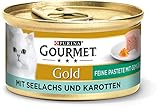 PURINA GOURMET Gold Feine Pastete mit Gemüse Katzenfutter nass, mit Seelachs und Karotten, 12er Pack (12 x 85g)