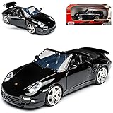 Motormax Porsche 911 997 Turbo Cabrio Schwarz 2004-2011 1/24 Modell Auto mit individiuellem Wunschk
