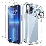 LK Kompatibel mit iPhone 13 Pro Max Hülle 6,7 Zoll, 2 Displayschutz Schutzfolie & 2 Kamera Schutzfolie, 9H HD Klar Displayschutz Blasenfrei, Weiche TPU Silikon Case Cover - Transp