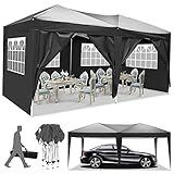 3x3m/3x6m UV Schutz 50+ Faltpavillon, Pavillon, wasserdicht gartenpavillon, festzelt partyzelt hochklappbare Gazebo Festival für Strand / Sofortunterkunft / Flohmarkt / Camping