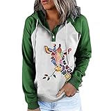 PKYGXZ Damen Animal Print Hoodies T-Shirts Langarm Kapuzenpullover Sweatshirt Tops Lässige lose Bluse Mantel Sporthemden T-S