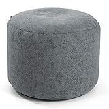 mokebo® Indoor Pouf 'Der Ruhepouf', runder Hocker fürs Wohnzimmer, Leichter Sitzpouf & Beistelltisch mit EPS-Perlen Füllung, Made in Germany | Webstoff in G