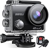 Surfola Action Cam 4K/30FPS 20MP 40M Unterwasserkamera WiFi PC Kamera Helmkamera mit Externes Mikrofon Fernbedienung 2x1050mAh Akkus und Zubehör Kit (SF230NEW)