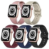 Amzpas 5 Stück Armband Kompatibel mit Apple Watch Armband 38mm 40mm 42mm 44mm, Silikon Sport Ersatzarmband Kompatibel mit iWatch Series SE/6/5/4/3/2/1 (38mm/40mm, 5 Stück-A)